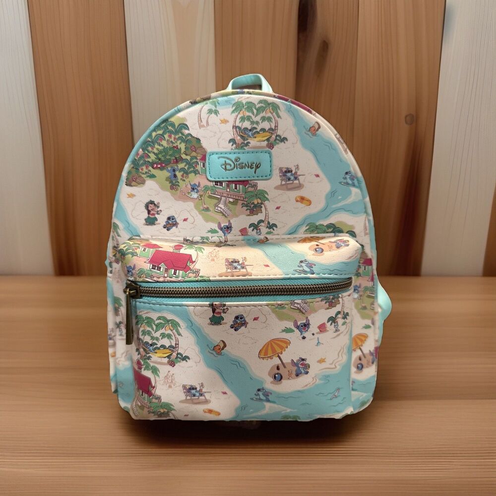 Disney Loungefly Lilo & Stitch Mini Backpack Beach Theme All Over Print